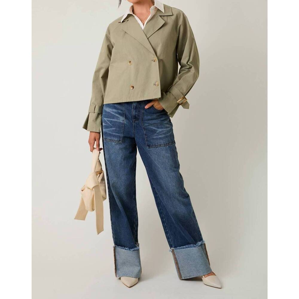 NEW SUNDAY EDITION mary cropped trench jacket in sage